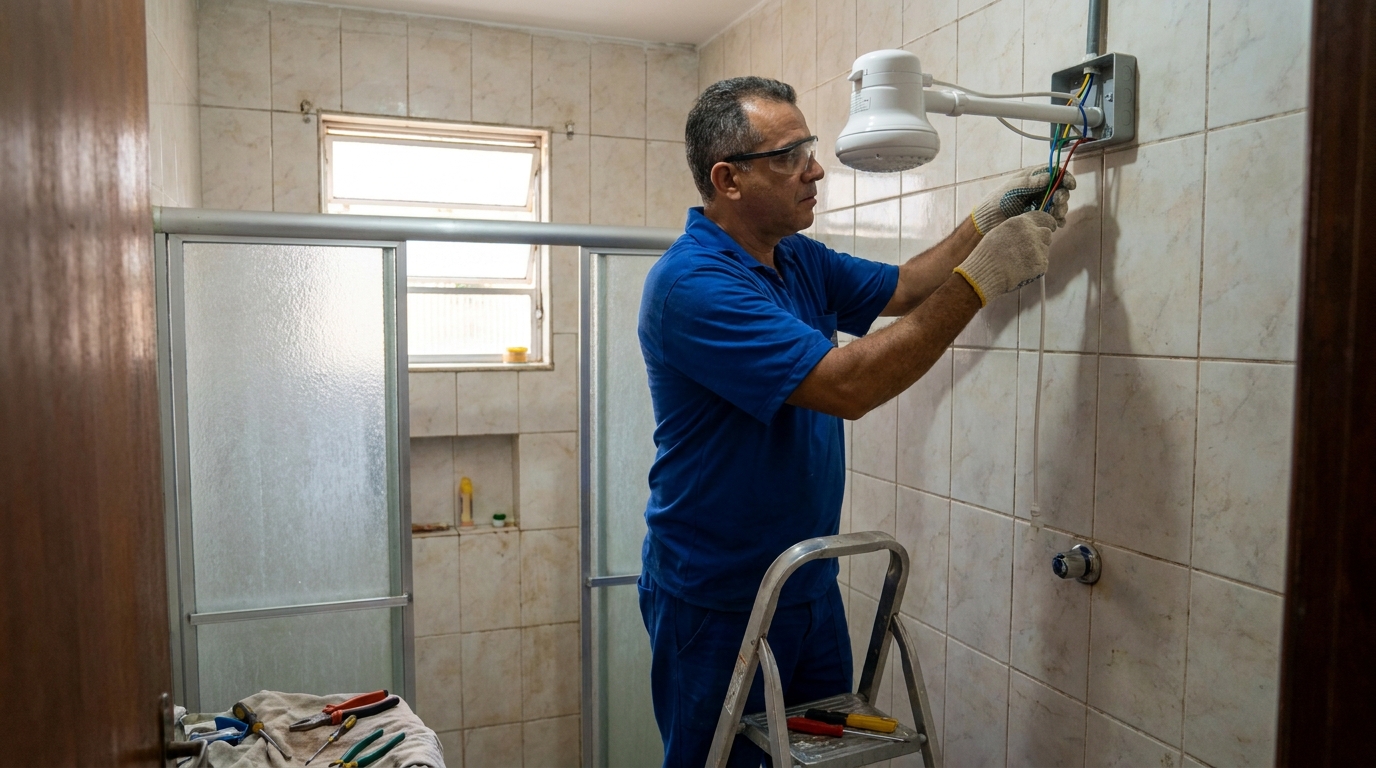 Substituição de Chuveiro Antigo em Guarulhos‑SP